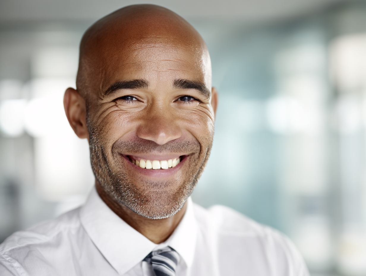 Head and shoulders portrait of a smiling professional man