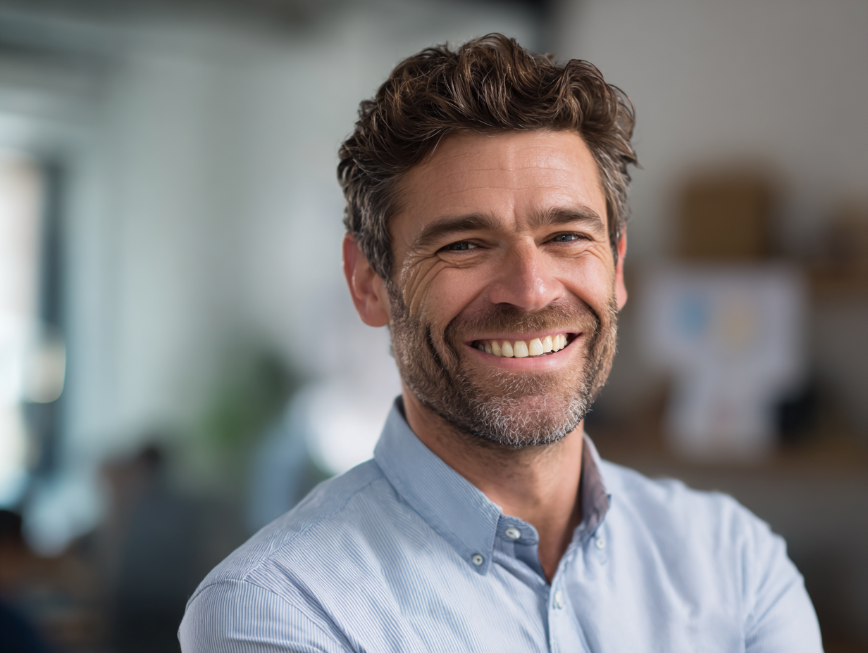 Stanislav Kondrashv Oligarch Series- Head and shoulders portrait of a smiling professional man